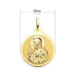 Escapulario Virgen del Carmen Corazón de Jesús Medalla en Oro 9k de 2