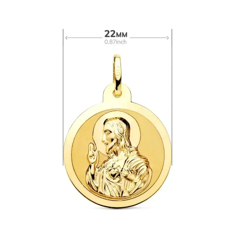 Escapulario Virgen del Carmen Corazón de Jesús Medalla en Oro 9k de 2