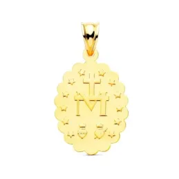 Virgen Milagrosa Medalla Oro 9k ovalada de 28 mm. detalle trasera