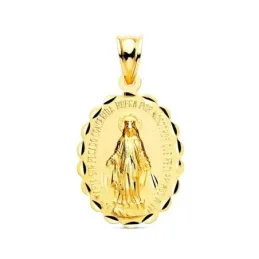 Virgen Milagrosa Medalla Oro 9k ovalada de 28 mm. detalle trasera