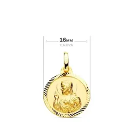 Escapulario Virgen del Carmen Corazón de Jesús Medalla en Oro 9k de 1