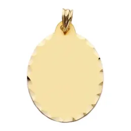 Colgante Chapa Ovalada en Oro 9k de 34 mm. matizada borde tallado. Gr