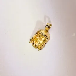 Cabeza Cristo de la Buena Muerte Colgante en Oro 9k de 27 mm. hueco t