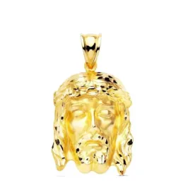 Cabeza Cristo de la Buena Muerte Colgante en Oro 9k de 27 mm. hueco.