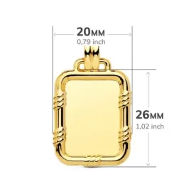 Chapa Colgante en Oro de 9k con 30 mm. y detalles en el borde. Grabac