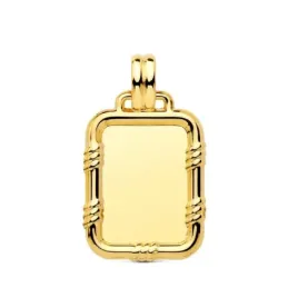 Chapa Colgante en Oro de 9k con 30 mm. y detalles en el borde. Grabac