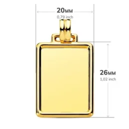 Placa Chapa Colgante en Oro de 9k con 29 mm. en brillo con borde en r