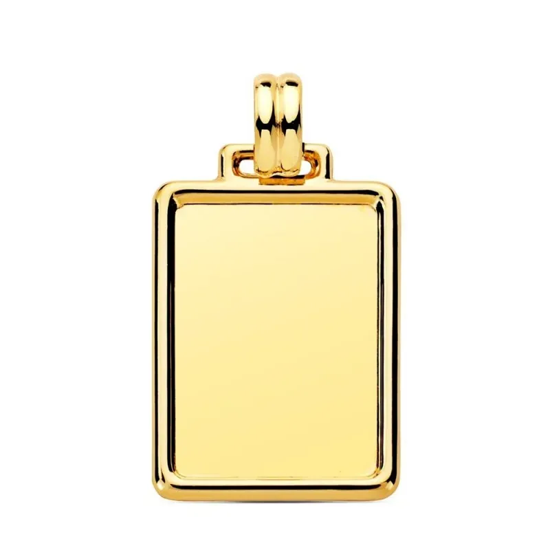 Placa Chapa Colgante en Oro de 9k con 29 mm. brillo borde relieve. Gr