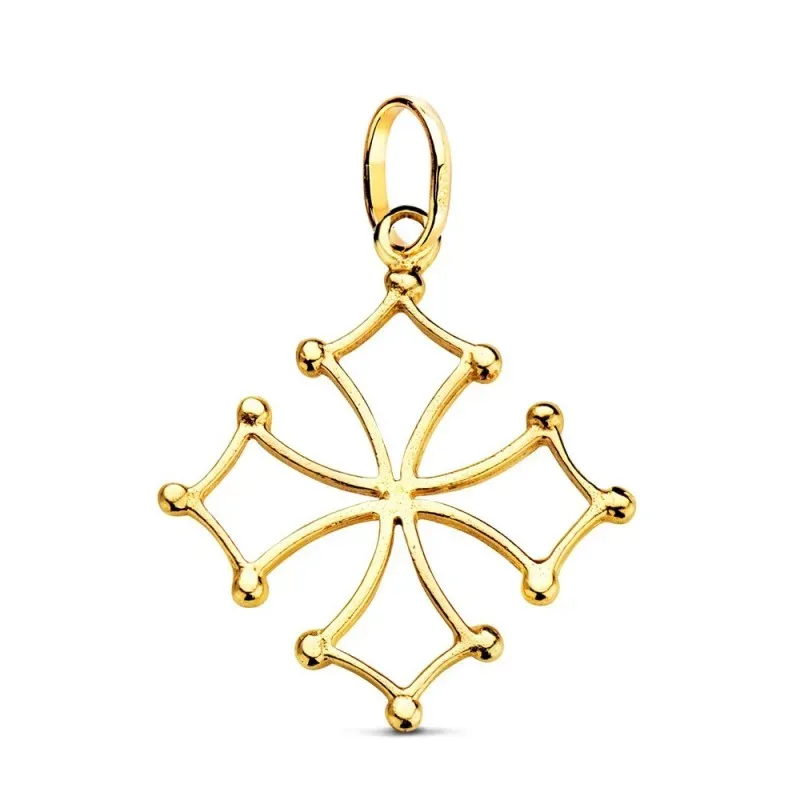 Cruz Occitania Colgante en Oro 9k de 28 mm. calado