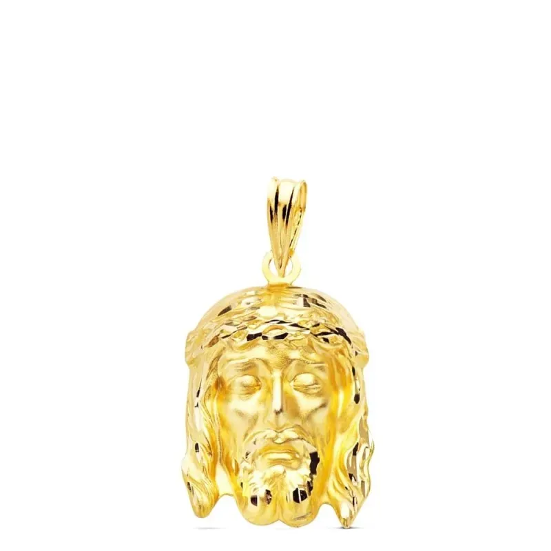 Cristo de la Buena Muerte Cabeza Cristo en Oro 9k colgante de 19 mm.