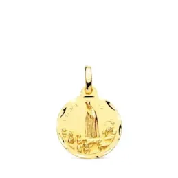Virgen de Fátima Medalla en Oro 9k de 16 mm. tallada en el borde