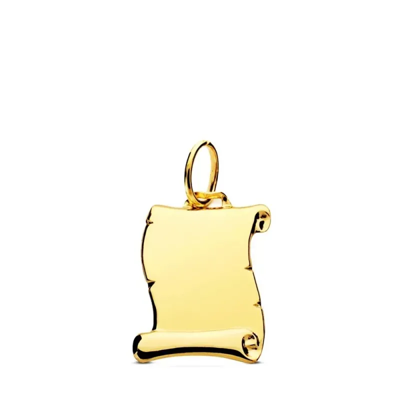 Colgante Pergamino en Oro 9k chapa de 14 mm. en brillo