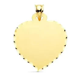 Corazón Chapa en Oro 9k colgante de 26 mm. matizado tallado borde. Gr