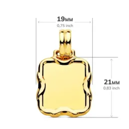 Chapa Colgante en Oro 9k de 23 mm. rectangular borde relieve brillo.