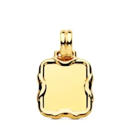 Chapa Colgante en Oro 9k de 23 mm. rectangular borde relieve brillo.