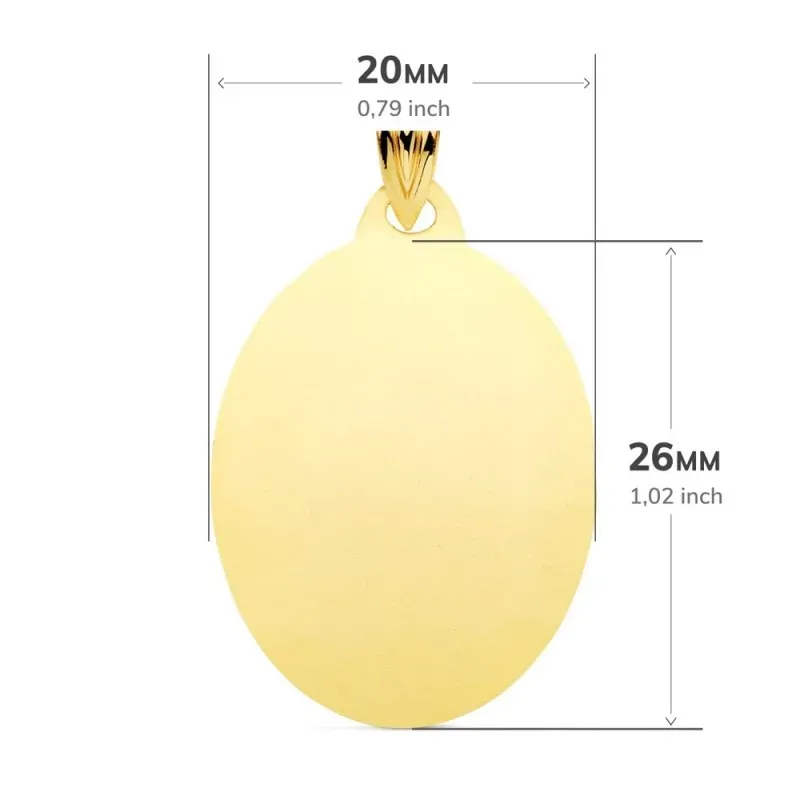 Chapa Ovalada Colgante en Oro 9k de 26 mm. lisa acabada en brillo