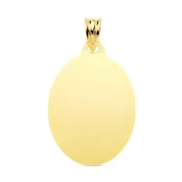 Chapa Ovalada Colgante en Oro 9k de 26 mm. lisa acabada en brillo