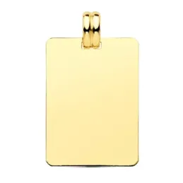 Chapa Colgante en Oro 9k rectangular de 28 mm. lisa. Grabación inclui