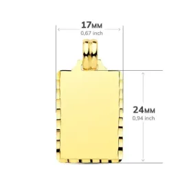 Colgante Chapa Oro de 9k rectangular de 24 mm. acabada en brillo tall