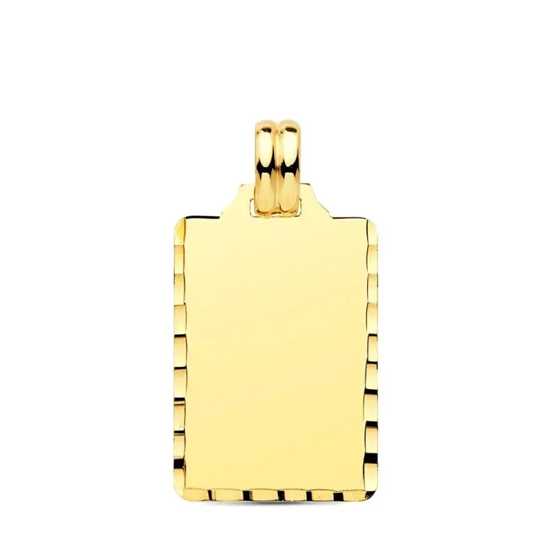 Colgante Chapa Oro de 9k rectangular de 24 mm. acabada en brillo tall