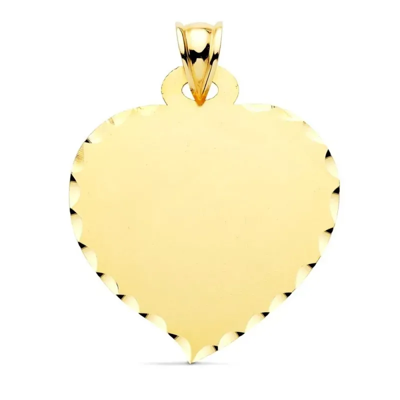 Corazón Colgante Oro 9k chapa de 32 mm. liso tallado borde