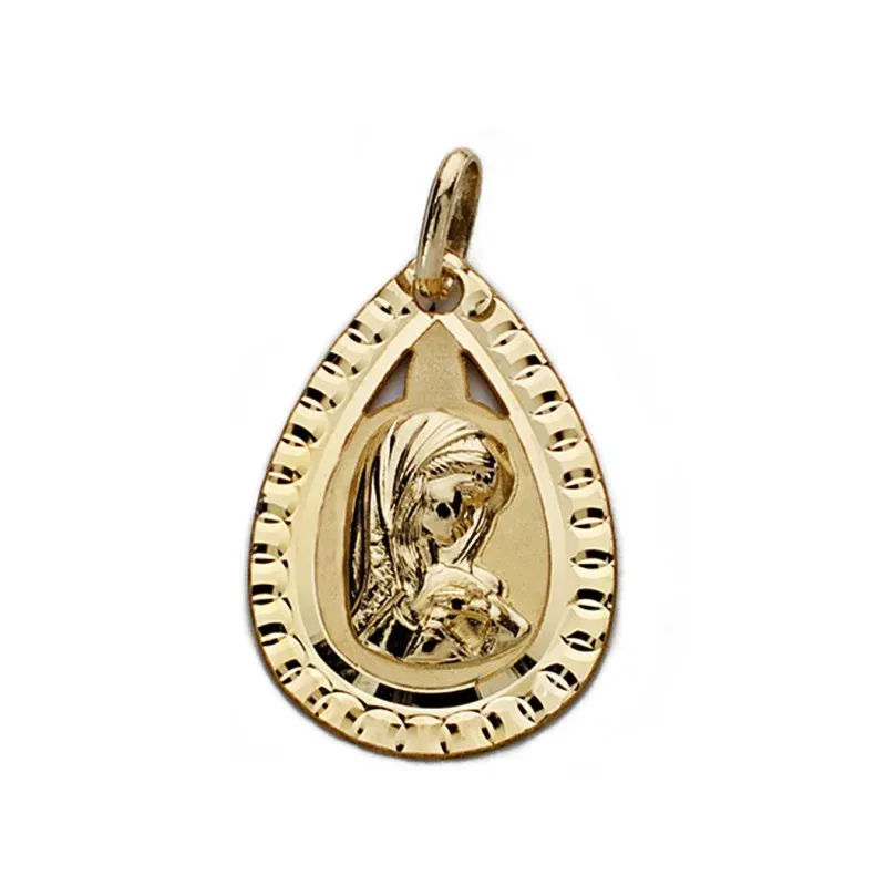Medalla oro 9k Virgen Niña 21mm. [AA0785]