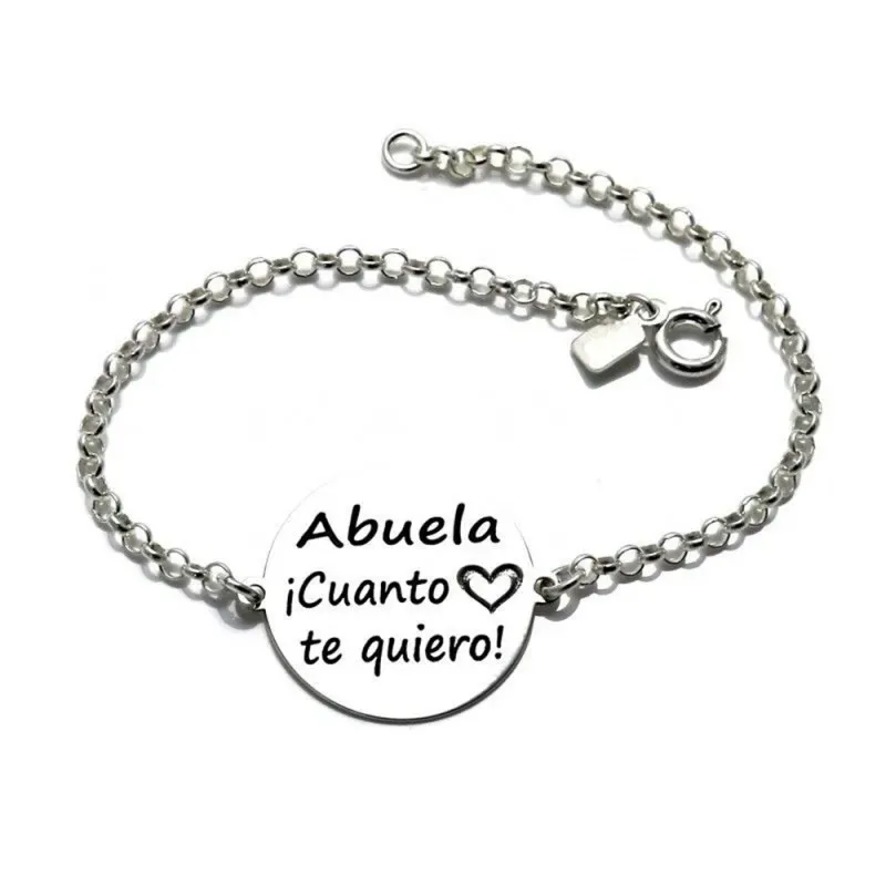 Pulsera plata ley 925m chapa 20mm. ABUELA CUANTO TE QUIERO [AB0278GR]