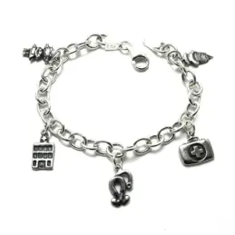 Pulsera plata Ley 925m fetiches 19.5cm. motivos enfermera [AB0971]