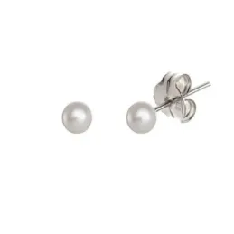 Pendientes plata Ley 925m perla sintética 5mm. [AB1121]