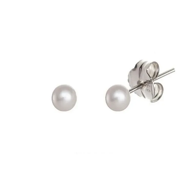 Pendientes plata Ley 925m perla sintética 5mm. [AB1121]