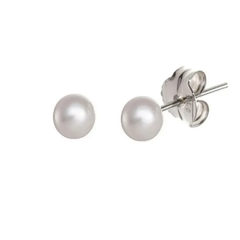 Pendientes plata Ley 925m perla sintética 8mm. [AB1123]