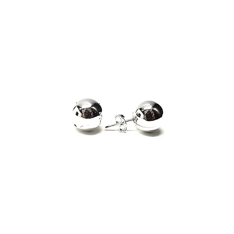 Pendientes plata Ley 925m bola lisa 10mm. [AB1140]