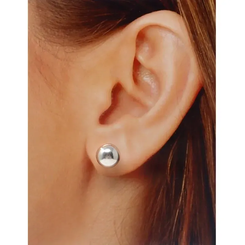Pendientes plata Ley 925m bola lisa 10mm. [AB1140]