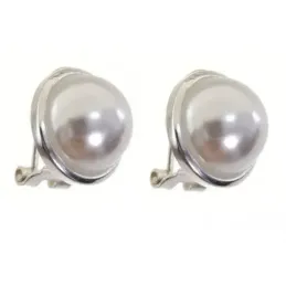 Pendientes plata Ley 925m media perla bocel 18mm. [AB1436]