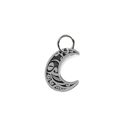Colgante plata Ley 925m luna dibujo oxidado [AB1522]