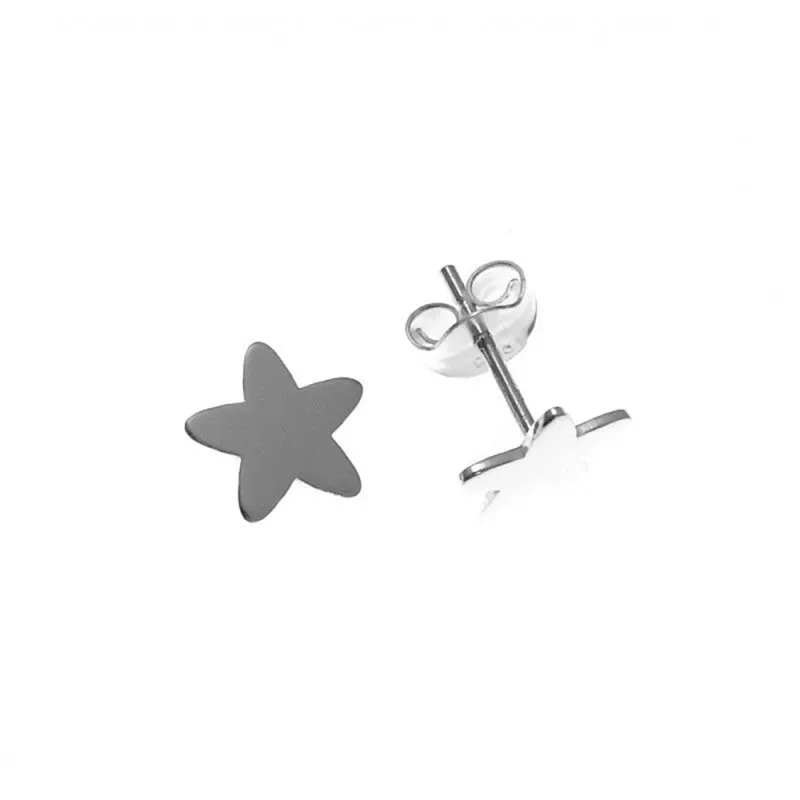 Pendientes plata ley 925m estrella lisa 8mm. [AB2648]