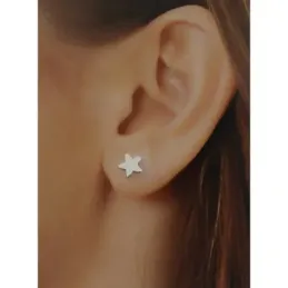 Pendientes plata ley 925m estrella lisa 8mm. [AB2648]