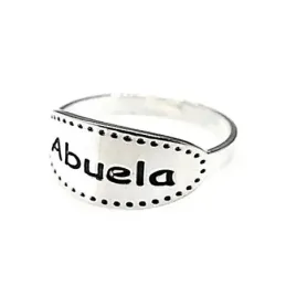 Sortija plata ley 925m motivo puntos ABUELA oxidado [AB2661]