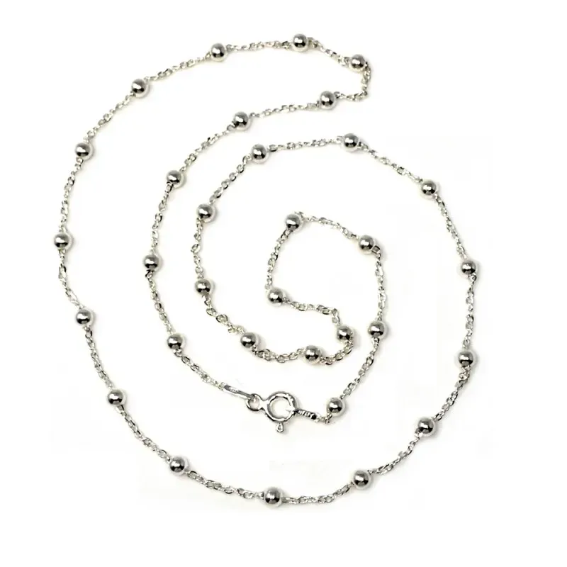 Cadena plata ley 925m 50cm. combinada bolitas 0.35mm. [AB2683]