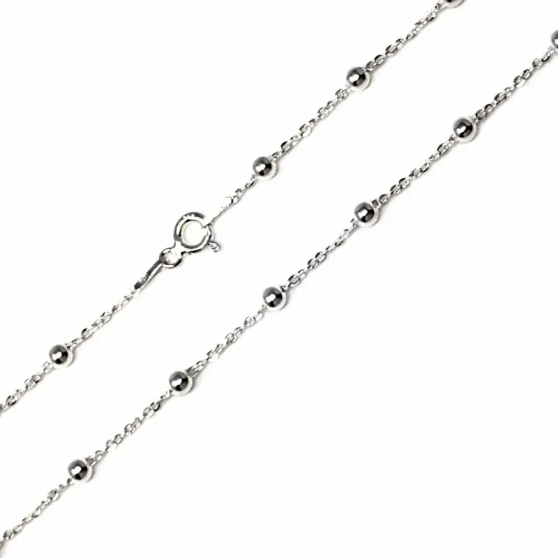 Cadena plata ley 925m 50cm. combinada bolitas 0.35mm. [AB2683]