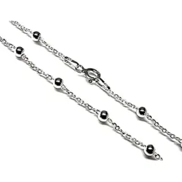 Cadena plata ley 925m 50cm. combinada bolitas 0.35mm. [AB2683]