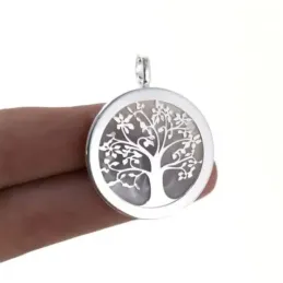 Colgante plata ley 925m árbol vida nácar blanco cerco 30mm. [AB2686]