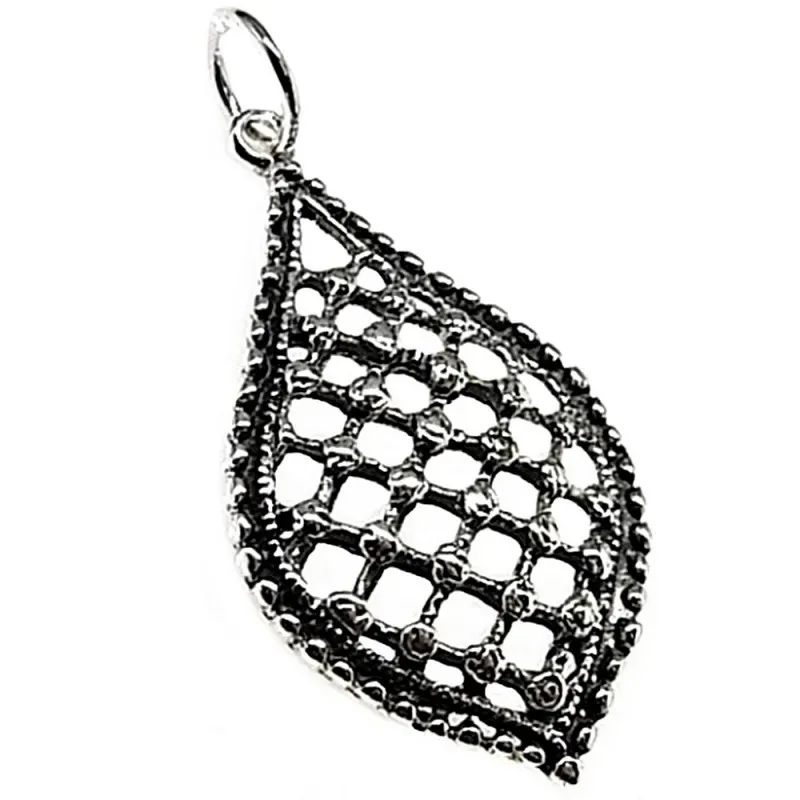 Colgante plata ley 925m ovalado oxidado calado [AB2743]