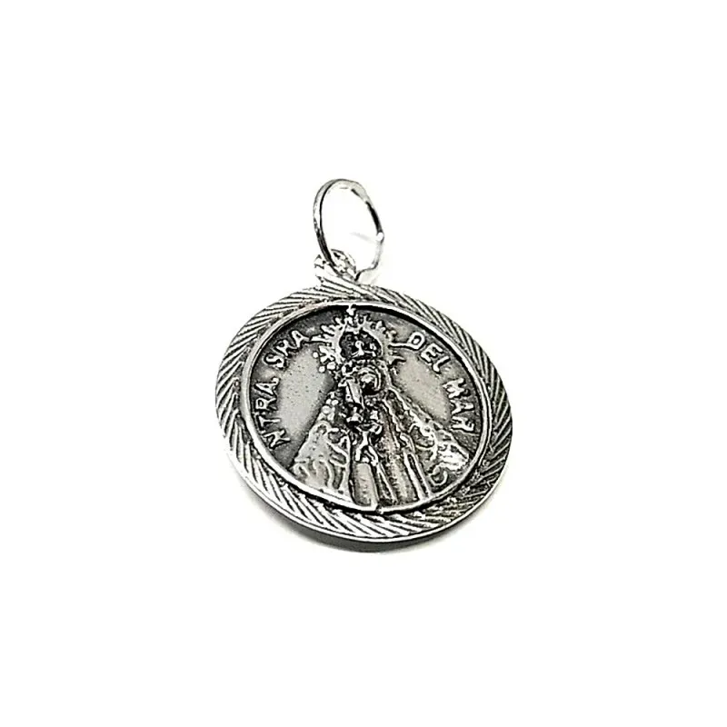 Colgante plata ley 925m 22mm. medalla Virgen Mar [AA8192]