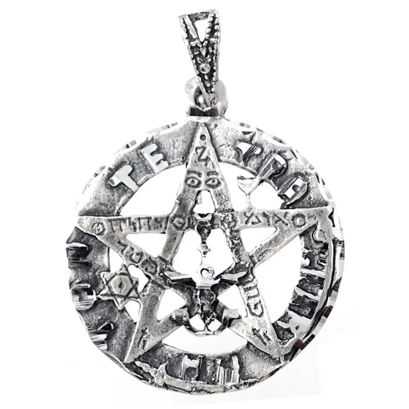 Colgante plata ley 925m tetragramatón 23mm. amuleto [AB3481]