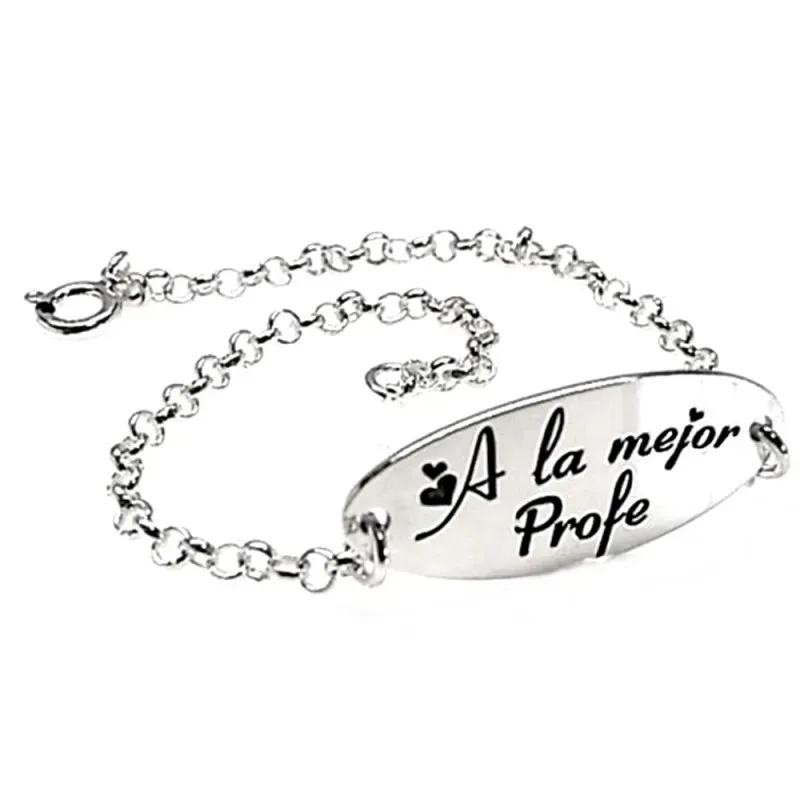 Pulsera plata Ley 925m - A la mejor profe - 17,5cm. [AB3566GR]