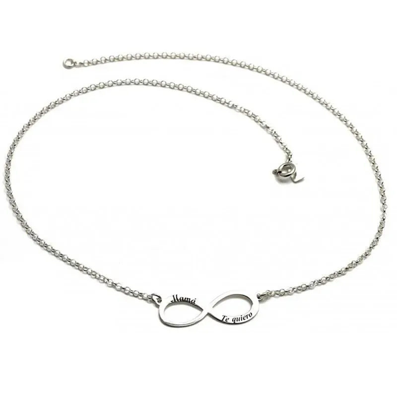 Gargantilla plata Ley 925m MAMÁ TE QUIERO infinito 41cm. [AB3569]