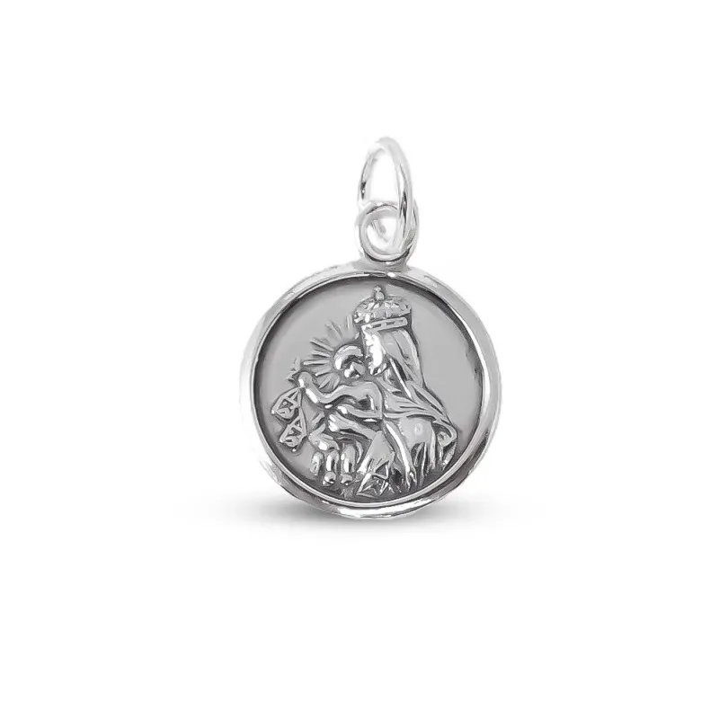 Colgante plata Ley 925m medalla Virgen Carmen 15mm. [AB1531]