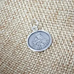 Colgante plata Ley 925m medalla Virgen Carmen 15mm. [AB1531]