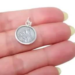 Colgante plata Ley 925m medalla Virgen Carmen 15mm. [AB1531]